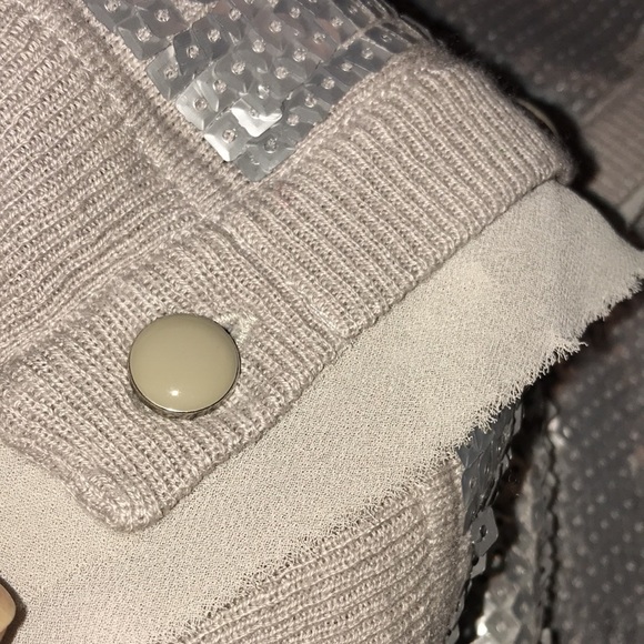 Jones New York size large silver & gray sequin front cardigan sweater NWT - Picture 12 of 15